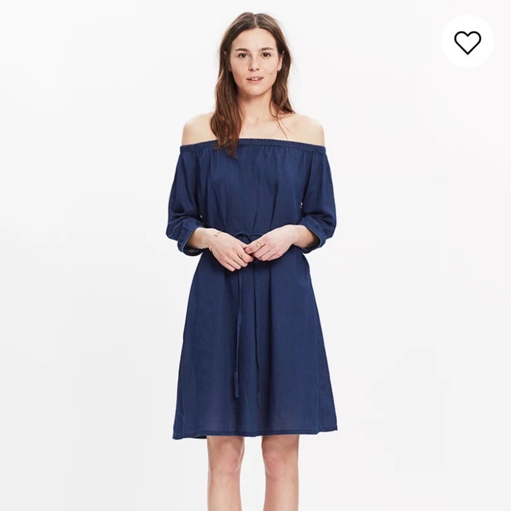 Madewell indigo off-the-shoulder dress